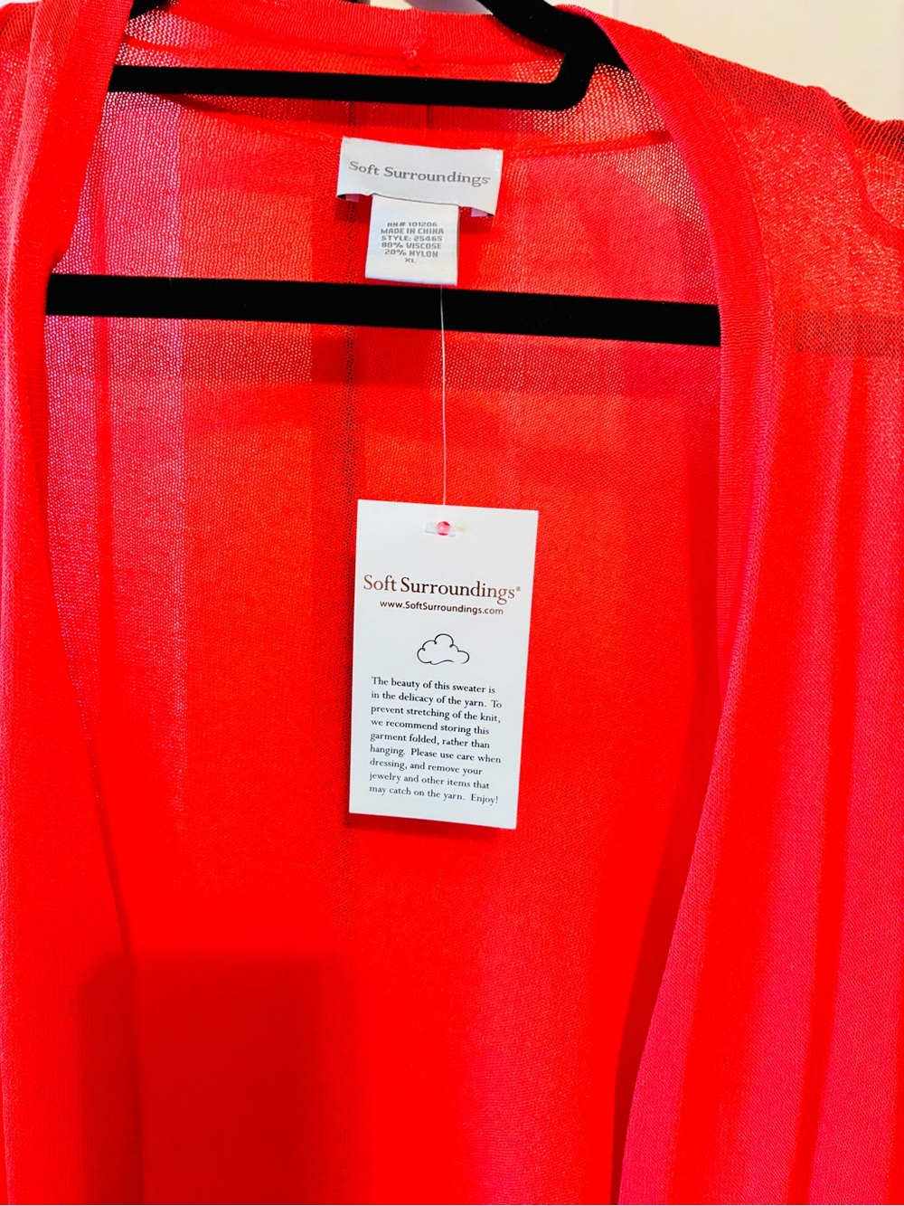 NEW Soft Surroundings Sheer Coral Open-Front Lightweight Shrug Cardigan